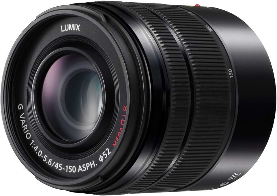 Panasonic H-FS45150EKA LUMIX G Vario Telezoom 45-150 mm F4.0-5.6 ASPH. Objektiv (90-300 mm KB, O.I.S. Bildstabiliator) schwarz