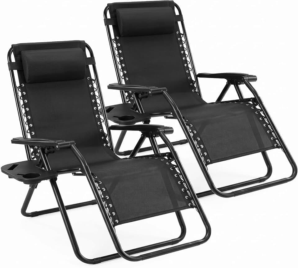 NEWBULIG Zero Gravity Chairs Set of 2, Folding Lounge Recliner Chair
