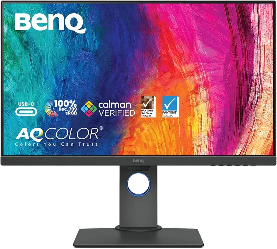 BenQ PD2705Q Grafiker Monitor (AQCOLOR Technologie, 27 Zoll, QHD, IPS, USB-C-Laden, DP / HDMI, KVM, Hardware kalibriert, Höhenverstellbar), MacBook kompatibel, schwarz