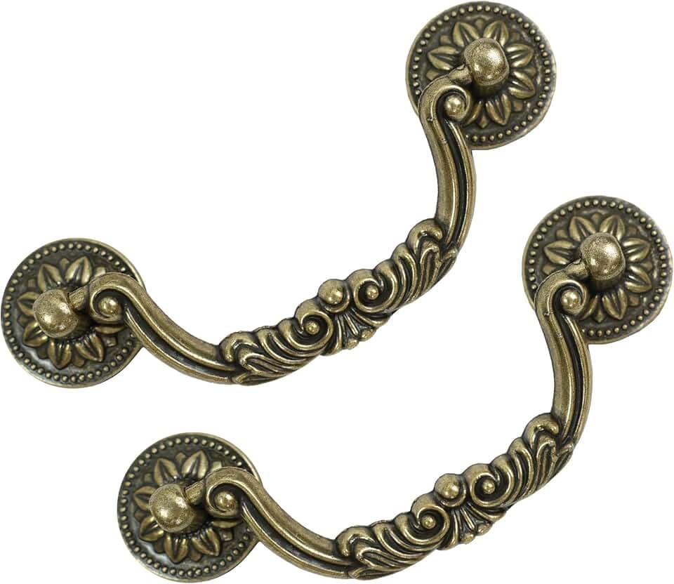 6 Pack Antique Brass Drawer Pulls, 4-3/4 Inch Hole Centers