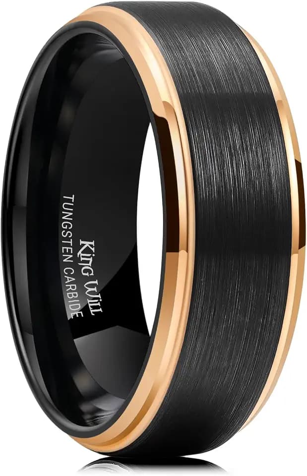 King Will Mens Brushed Tungsten Wedding Band
