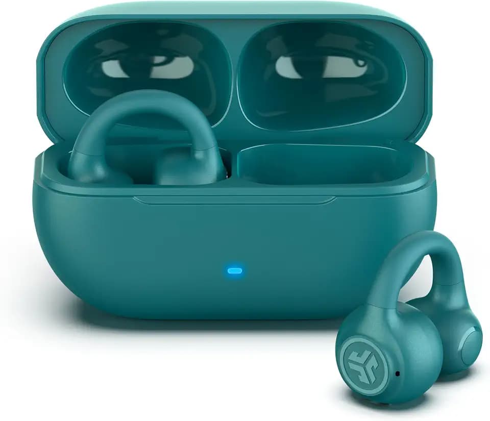 JLab, Flex, Open Ear Earbuds, Clip On True Wireless Bluetooth Earbuds, Teal