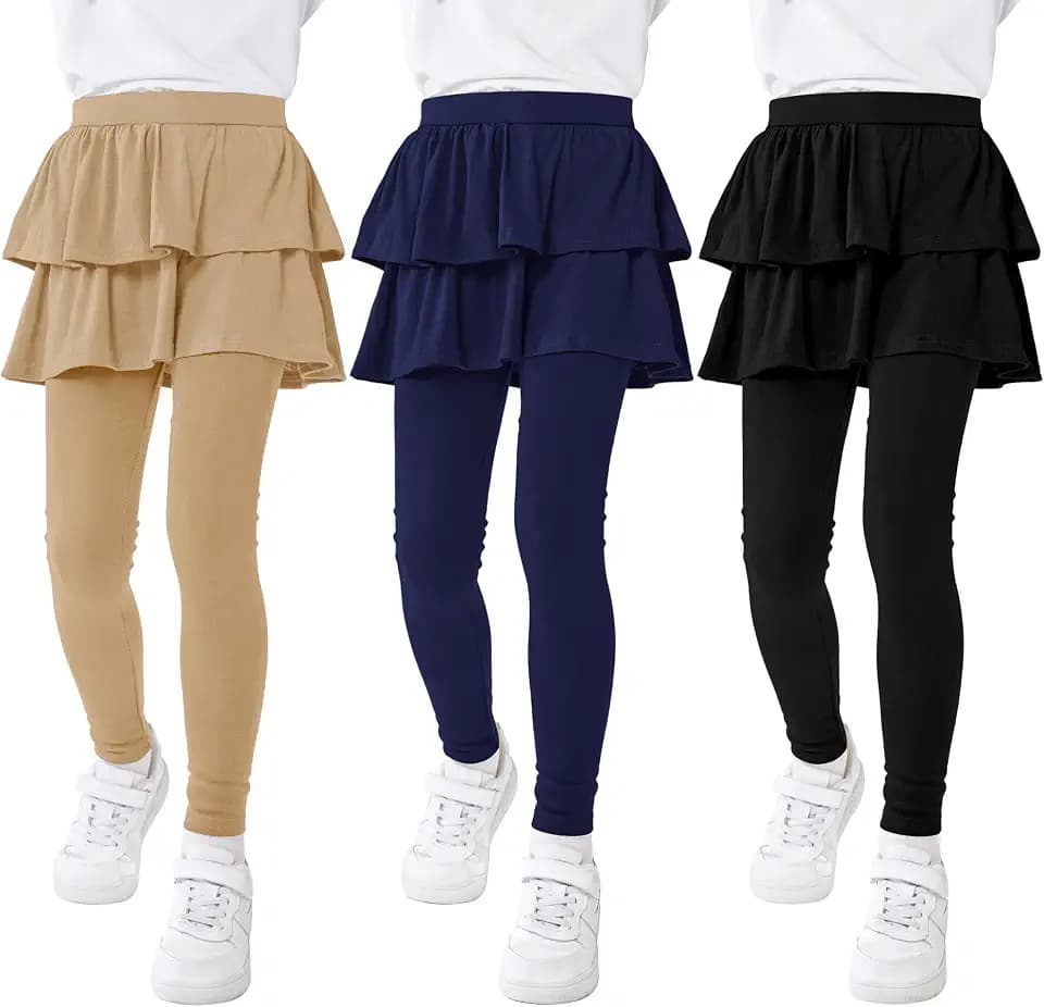 Resinta 3 Pack Girls Leggings with Skirt School Uniform Pants