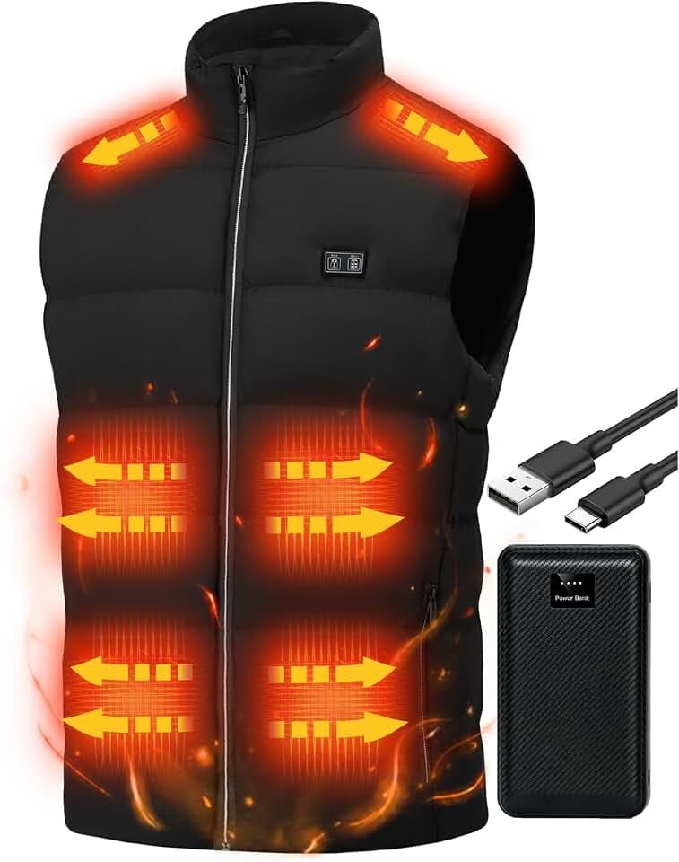 Elektrisch beheizte Weste für Herren: leichte warme USB-Heizweste mit 15 Heizzonen – Frauen Winter Smart Beheizte Körperwärmer für Outdoor Wandern Skifahren (Nicht Batteriepack)