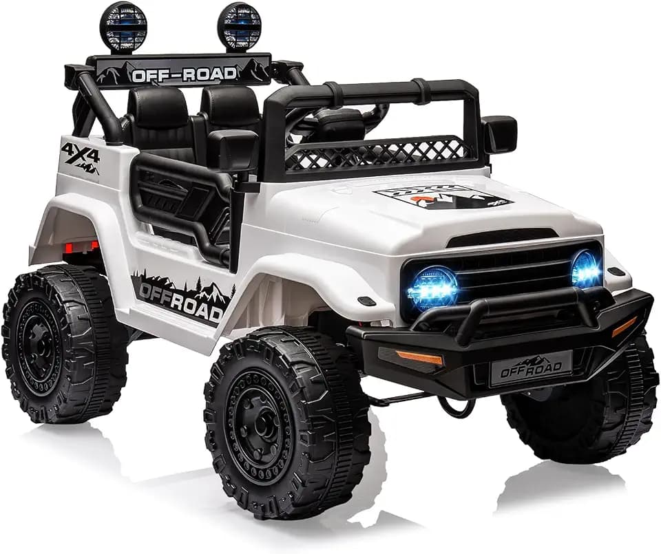 CABIHOME 24v Kids Electric Ride-on Car 2-Seater Off-Road Vehicle Designed for Music, LED Lights, Durable Plastic and Iron Build, Suitable for Children Ages 3-8, Includes 12v7AH Longwei Battery