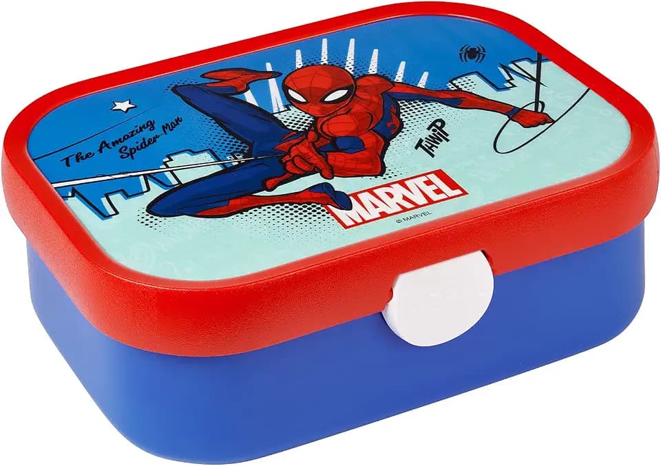 Mepal - Brotdose Kinder Campus - Bento Box Kinder - Brotdose Kinder mit Fächern & Gabel - Meal Prep Box mit Clip-Verschluss - BPA-frei & Spülmaschinenfest - 750 ml - Spiderman