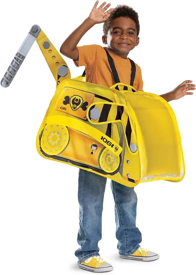 Disguise Paw Patrol Rubble Buldozer Costume, Official Paw Patrol Popout Rublle Costume with Detachable Accessory, One Size Child