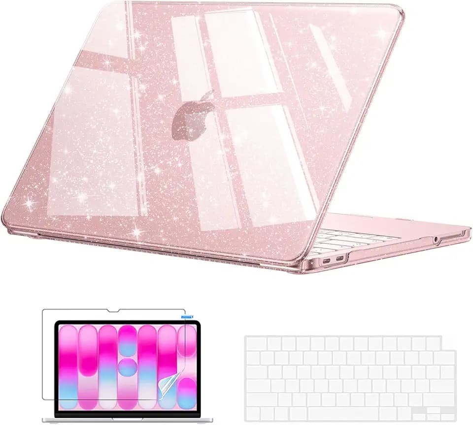 EooCoo for MacBook Neo Case 13 inch 2026, 100% Match Color, Sparkly Blush