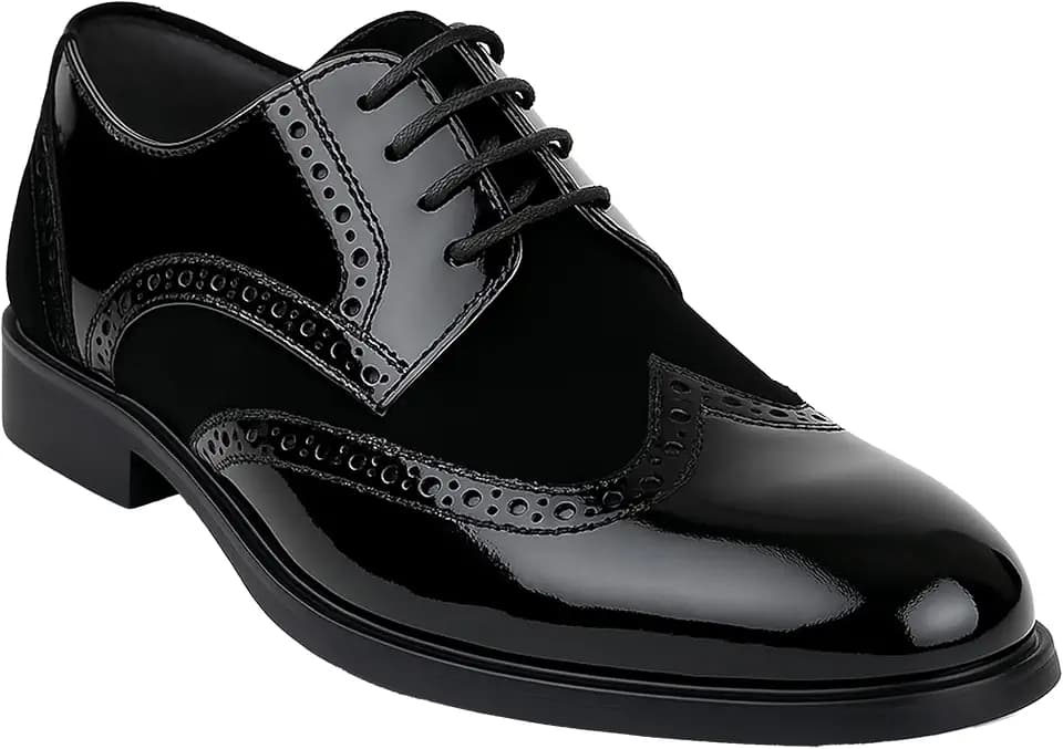 Boys Suede Patent Dress Shoes Lace Up Brogue Formal Wedding Footwear