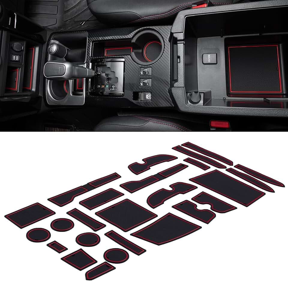 Cup Holder Door Pocket Inserts for Toyota 4Runner 2010-2024 27PCS(Red)