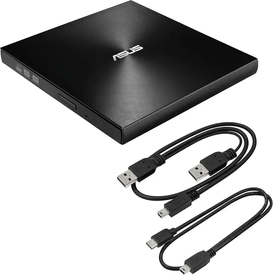 ASUS ZenDrive Black 13mm External 8X DVD/Burner Drive +/-RW with M-Disc Support, Compatible with Both Mac & Windows and Nero BackItUp for Android Devices (USB 2.0 & Type-C Cables Included)