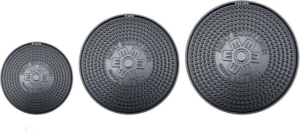 Set of 3 Cast Iron 6" 8" 9.25" Heat Diffuser Gas & Induction
