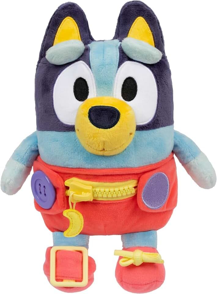 Dress & Play Baby Bluey Plush, Learn to Dress Doll for Toddlers