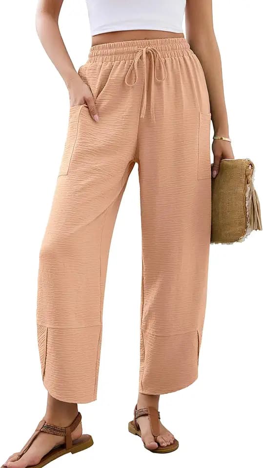Heymoments Wide Leg Pants for Women High Waist Tie Knot Trousers
