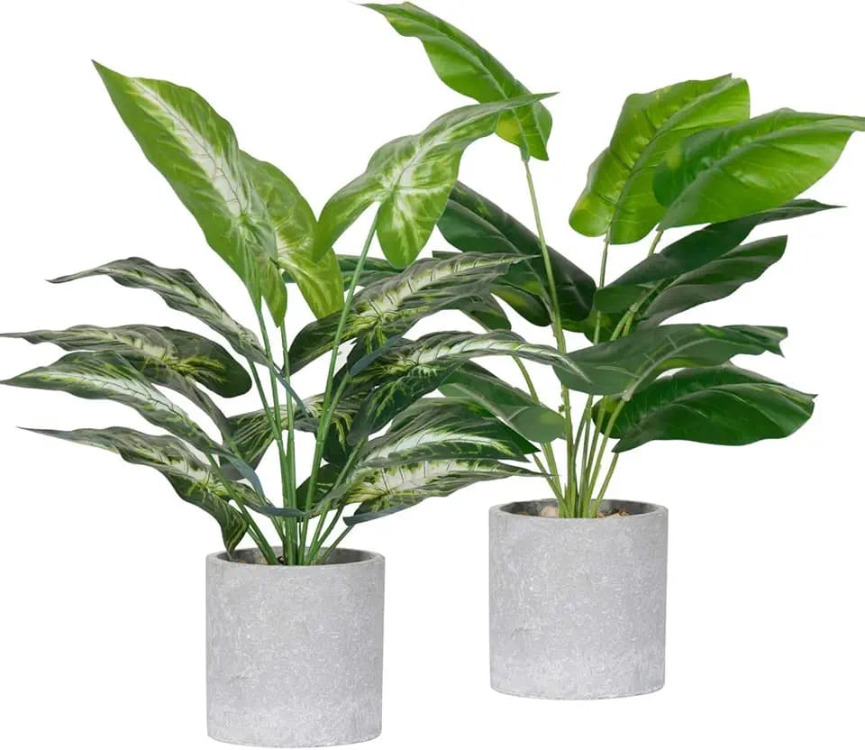 Der Rose 2 STÜck künstliche Pflanzen Wie Echt Wohnzimmer Deko | Plastikpflanzen Kunstpflanze Klein 37 cm Schlafzimmer, Badezimmer Zimmer Deko Täuschend Echte Fake Plants