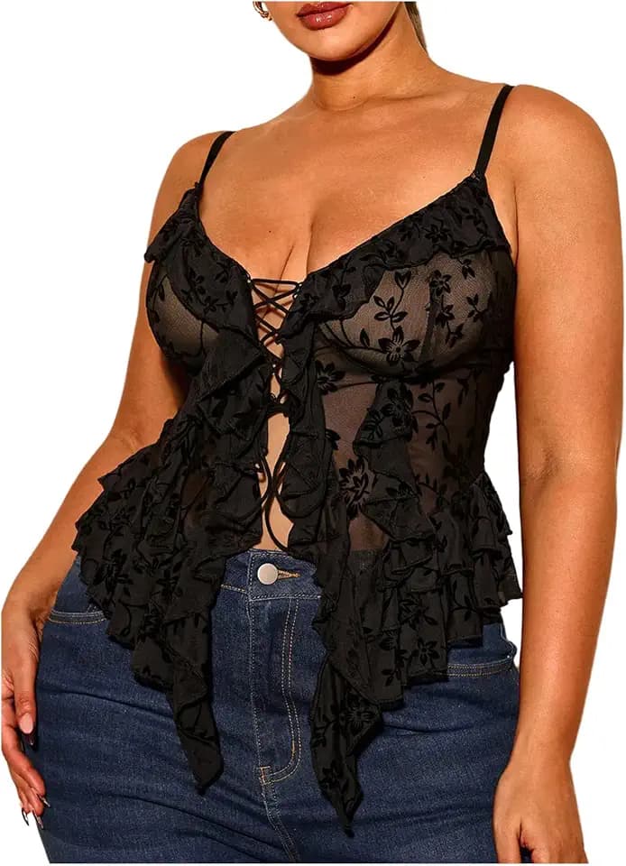 SHENHE Women's Plus Size Sexy Cami Tops Asymmetrical Going Out Summer Cami
