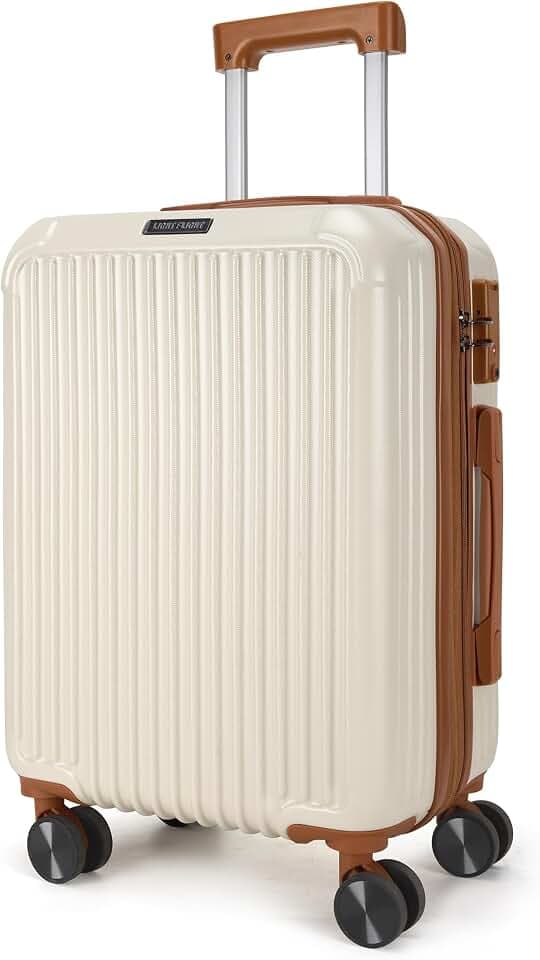 LIGHT FLIGHT 20 Inch Carry On Luggage 22x14x9 Airline Approved, Beige Brown