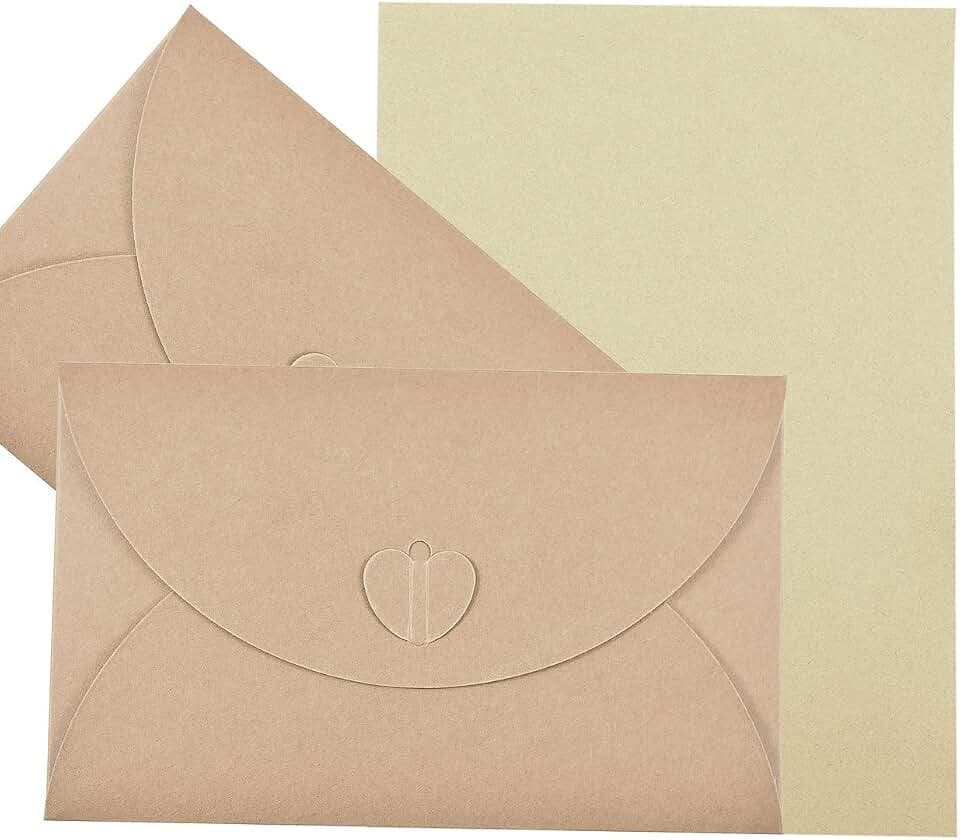 Vintage Umschläge mit Blanko Kraftpapier, Hotipine Schöne Verschluss im Herz-Design Briefumschläge für Einladungskarten, Gruß karten, Weihnachtsgrüße an Familie (Vintage-174 * 109-50 PCS)