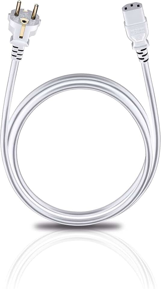 Oehlbach Powercord C13 / 500 - Netzkabel mit Schukostecker & Kaltgerätekupplung - VDE geprüft, hochflexibel, hervorragende Kontaktsicherheit - 5 m - weiß