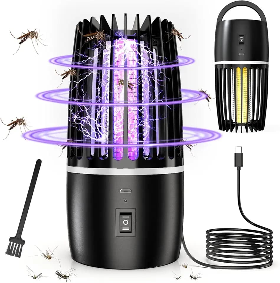 Insektenvernichter Mückenfalle 4000mAh Elektrisch USB Wiederaufladbarer Mückenvernichter Elektrische Lampe Fliegenfalle Insektenschutz Innen Außenbereich Schädlingsbekämpfung Lockstoff für Hinterhof