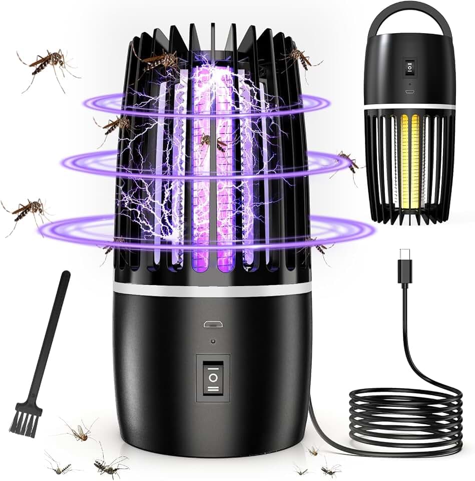 Insektenvernichter Mückenfalle 4000mAh Elektrisch USB Wiederaufladbarer Mückenvernichter Elektrische Lampe Fliegenfalle Insektenschutz Innen Außenbereich Schädlingsbekämpfung Lockstoff für Hinterhof
