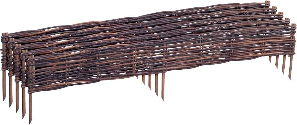 Relaxdays Beeteinfassung, Weide, 10er Set, HxB: 10 x 100 cm, zum Stecken, Beet & Rasen, niedrige Beetumrandung, braun