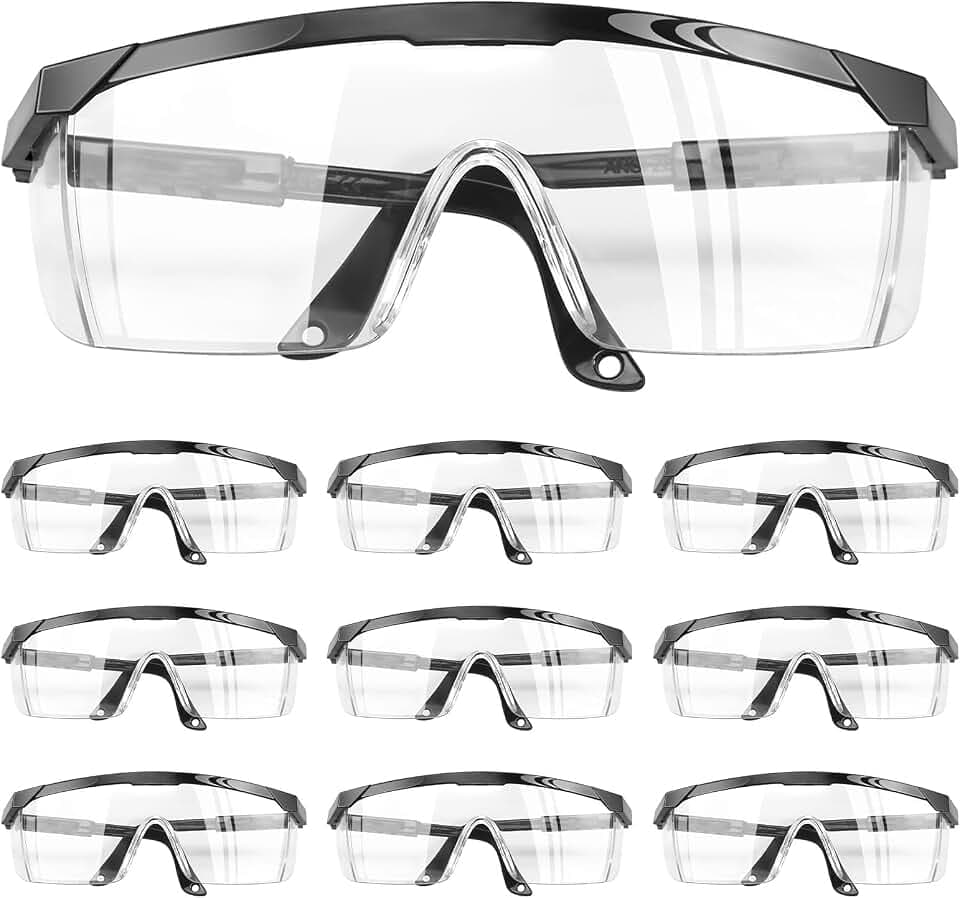 DUTIFUL Schutzbrille 10 Stück Arbeitsschutzbrille Sicherheitsbrille Transparent Schutzbrille für Brillenträger
