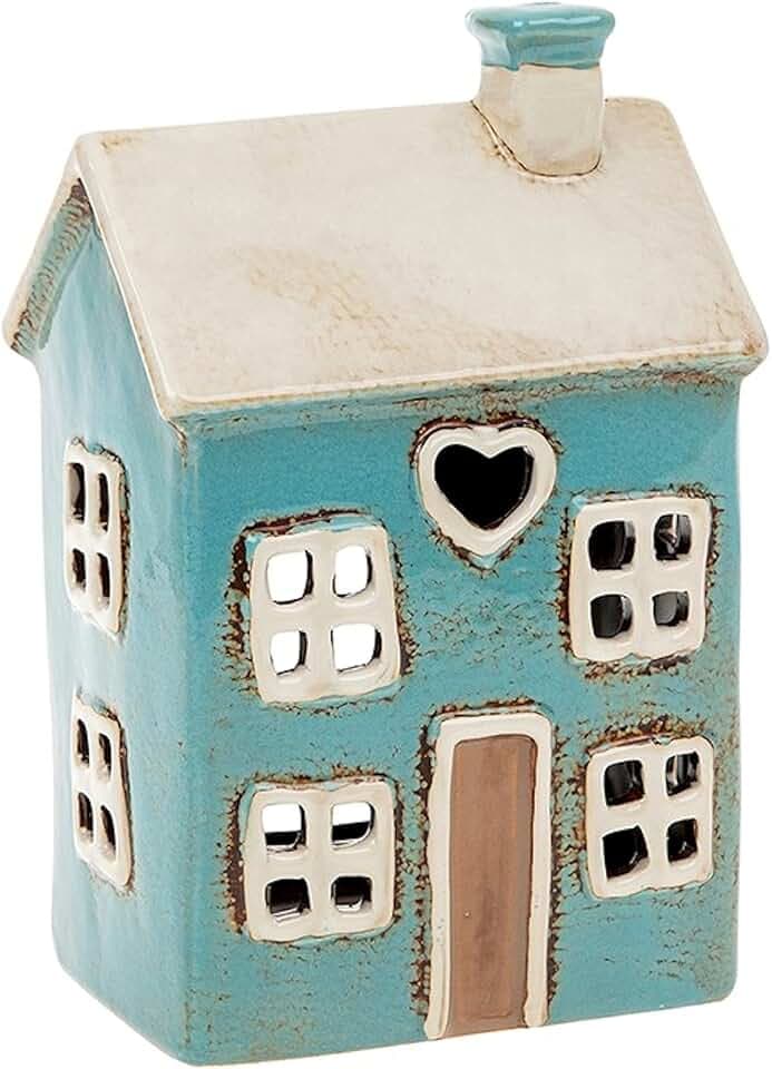 Village Pottery Blue House Teelichthalter in Herzform
