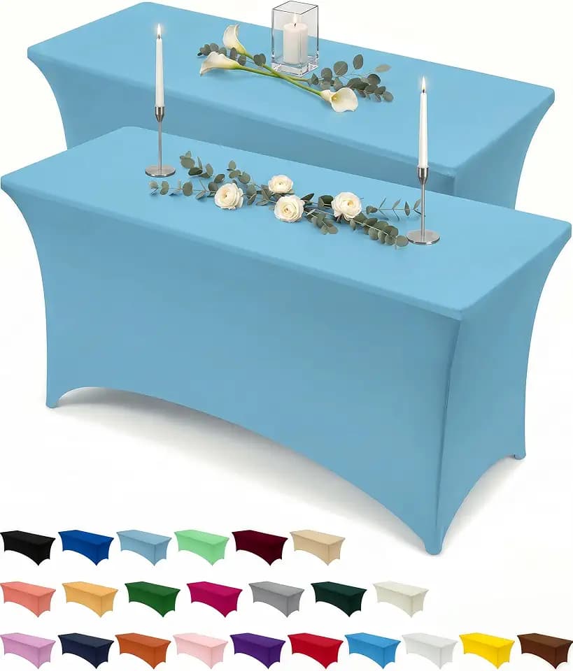 Utopia Kitchen Spandex Table Cloth 2 Pack [6FT, 72Lx30Wx30H in, Blue Mist]
