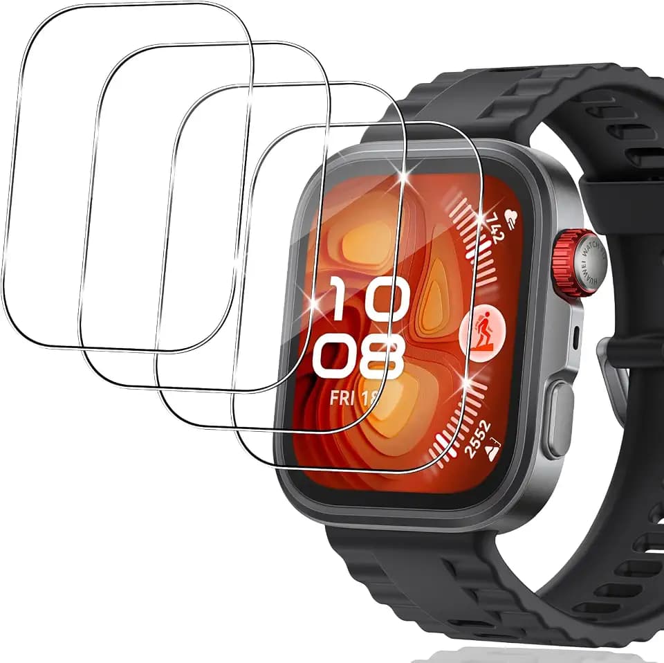 Schutzfolie für Huawei Watch Fit 4 Pro für Panzerglas, 4 Stück Wasserdichtes Gehärtetes Glas Folie, Anti-Scratch Displayschutzfolie, Ultradünne Blasenfreie Displayschutz