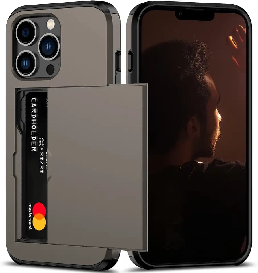 Nvollnoe for iPhone 13 Pro Case with Card Holder Coffee