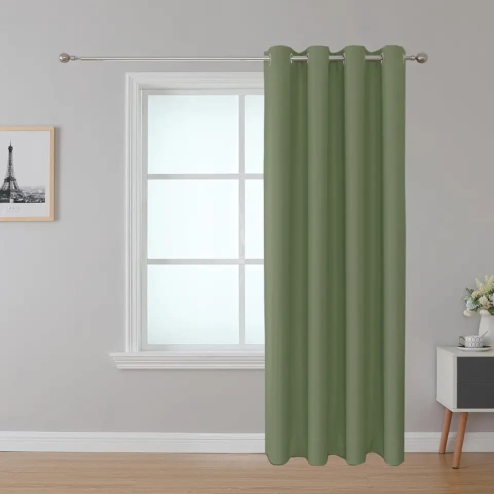 Fire Retardant Blackout Curtain, Grommet Top, NFPA 701 Certified Flame Resistant for Classroom/Dorm Room, 1 Panel, Sage Green, 52x95 Inch
