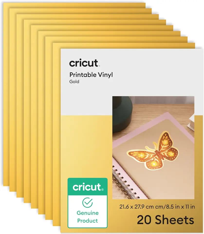 Cricut Gold Vinyl Sticker Paper (20 Sheets, 8.5x11)