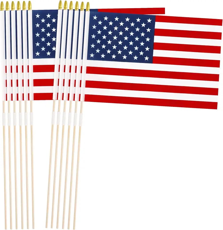 12 Pcs 12x18 In American Flags for Outside, 4th of July Grounded Decorations Outdoor Weatherproof 250 Anniversary USA Flag for Memorial Day Patriotic Decor Fourth of July Accessories