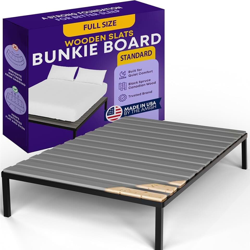 Greaton, Wooden Full Bed Slats for Support Under Mattress with Cover – Replacement Wood Slats for Full Size Bed Frame – Under Mattress Support Without Extra Height – 2.38-Inch Standard Width