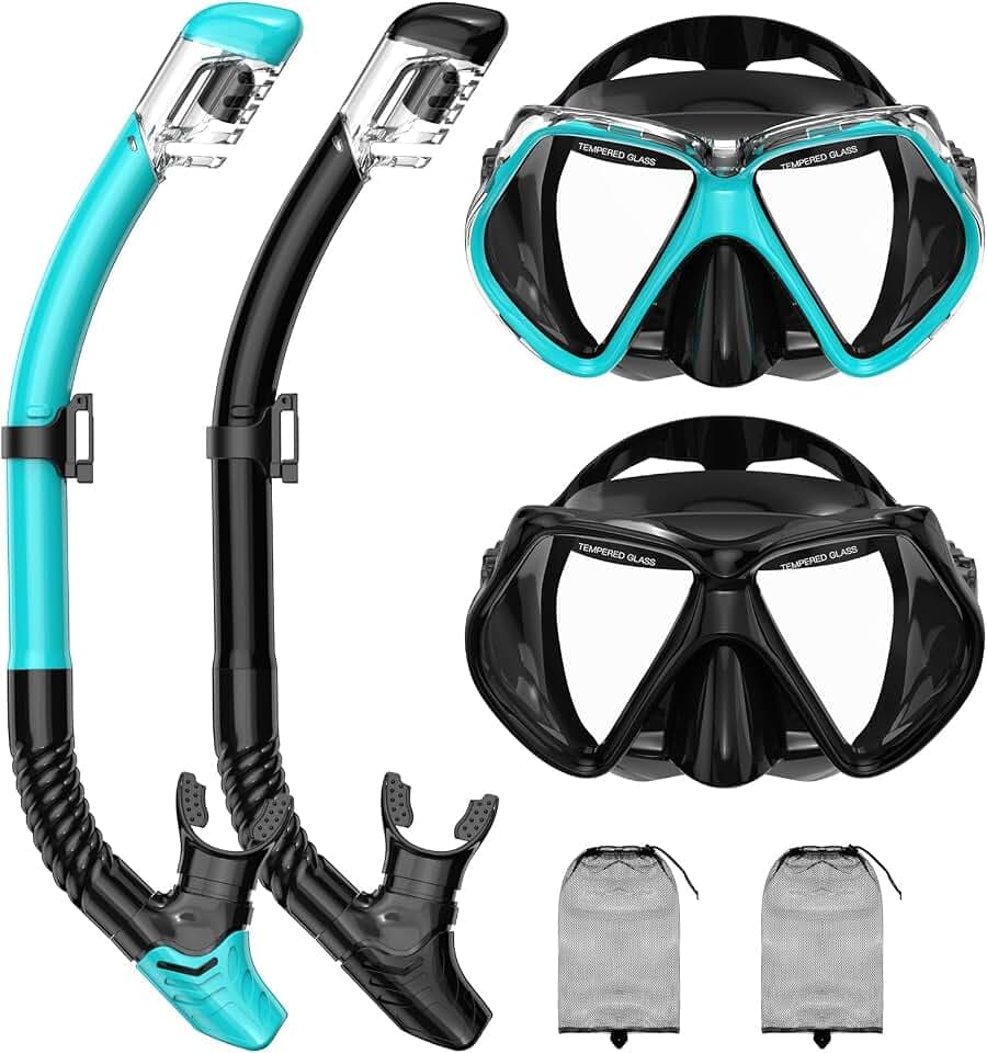 Snorkeling Gear for Adults, Snorkel Mask Set Adult with Dry Top