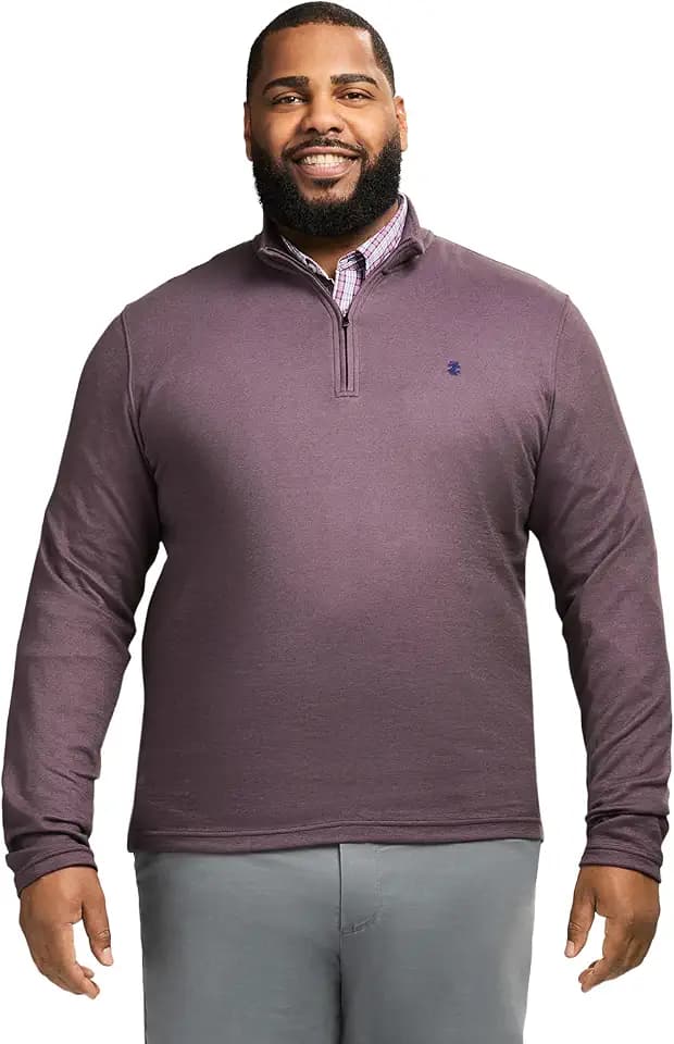 Izod Men's Big & Tall Performance Comfort Quarter Zip Long Sleeve Shirt