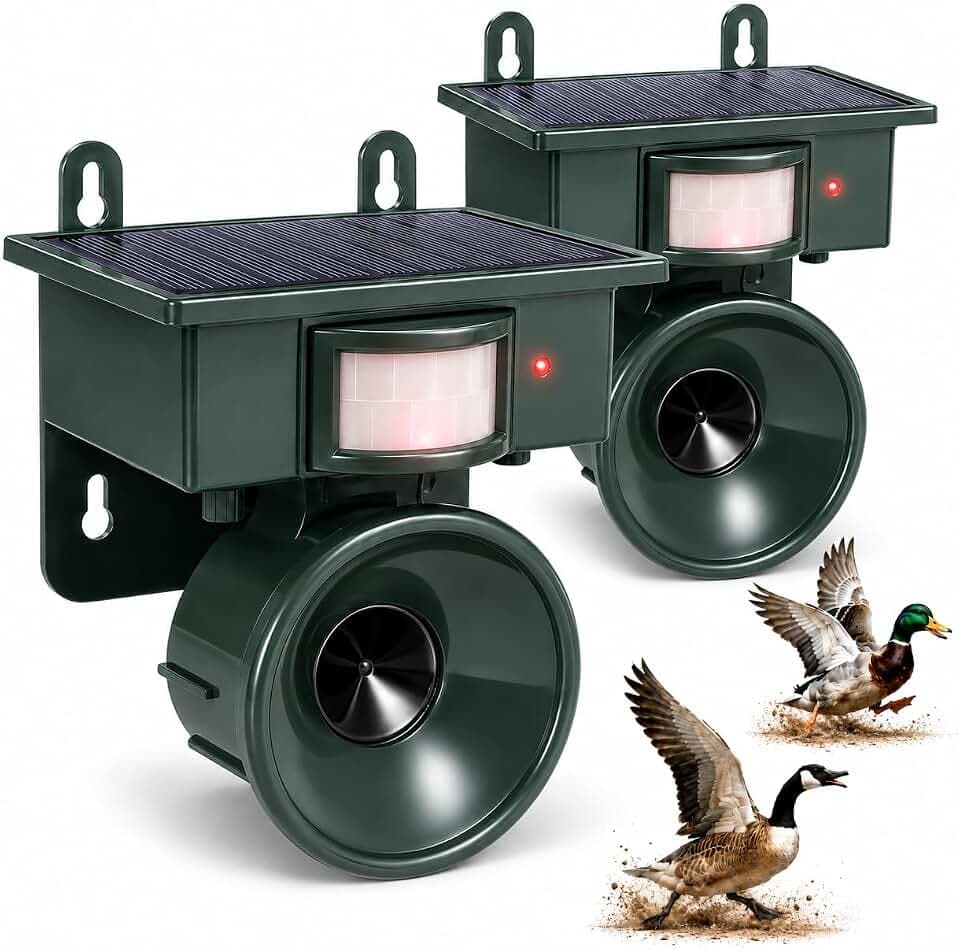 Solar Ultrasonic Goose & Geese Deterrent for Docks,Waterfront Lawns,Pools