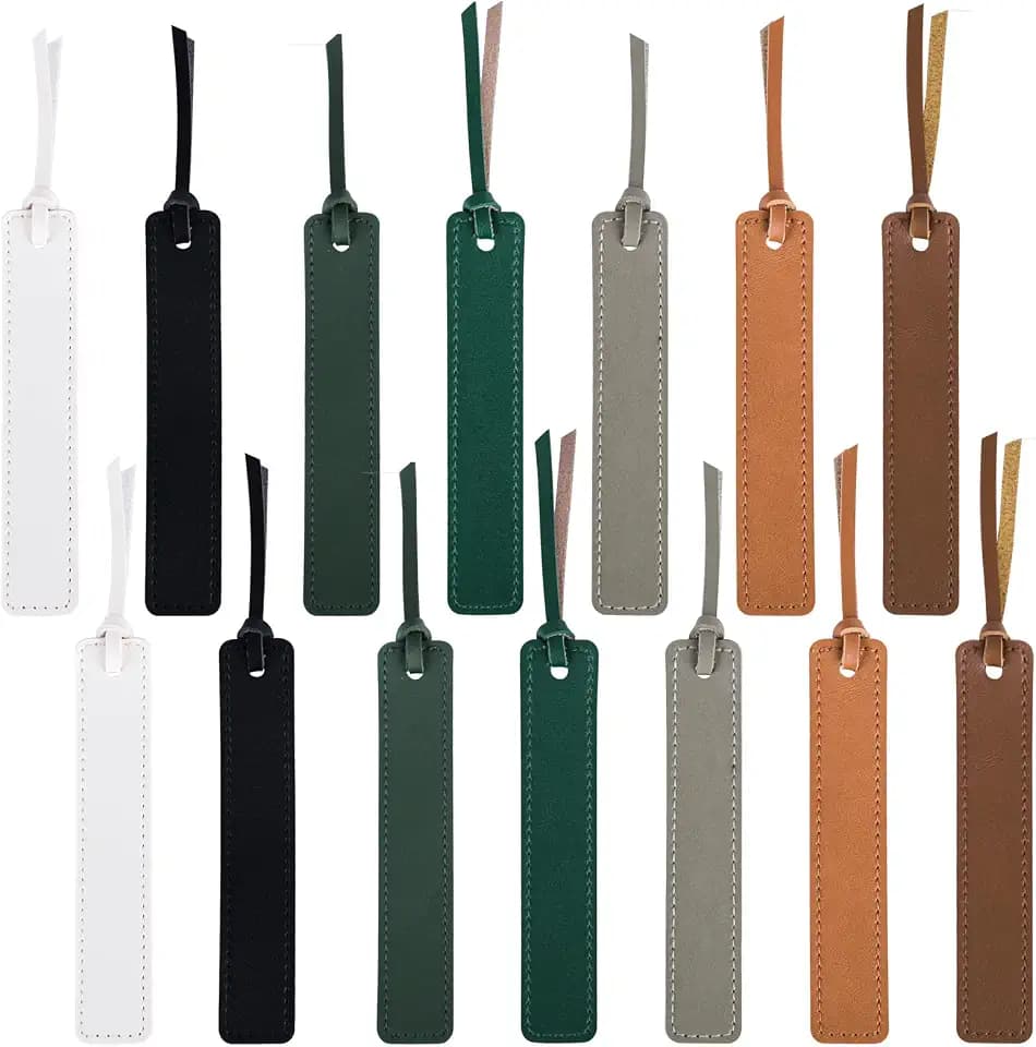 14 Pack Leather Bookmark Set, Book Marks for Book Lovers with Leather Rope, Gifts for Reading Men & Women, 7 Colors B