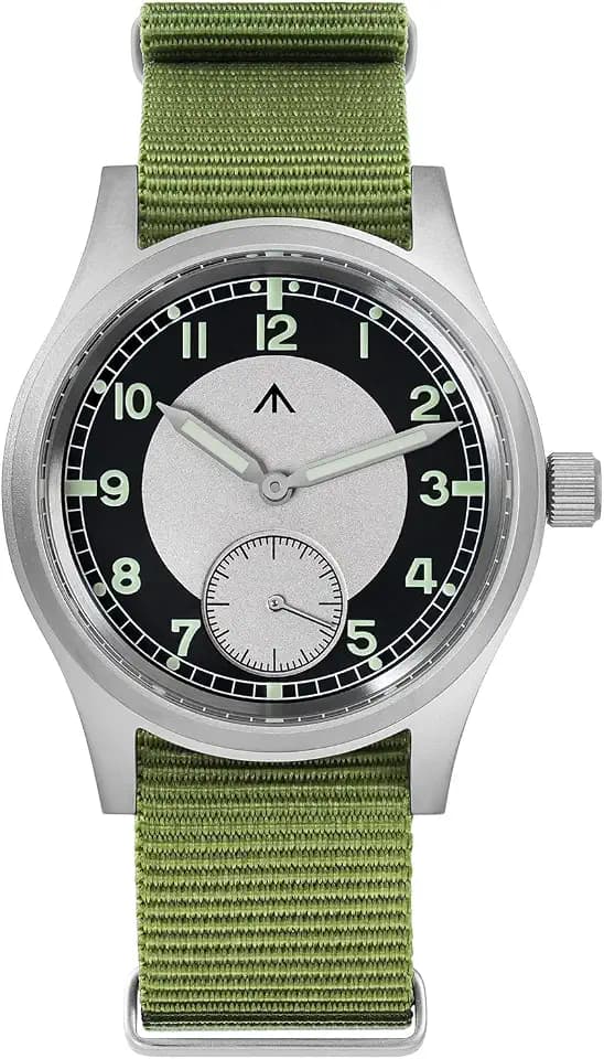TACTICAL FROG Militado D12 Military Mens Watch VD78 Quartz Sapphire Crystal C3 Super Luminous 36mm Dial Military-Style Dress Watches, 100M Waterproof