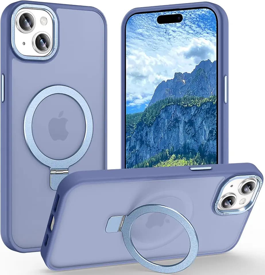Magnetic for iPhone 15 Case with Ring Stand, Glacier