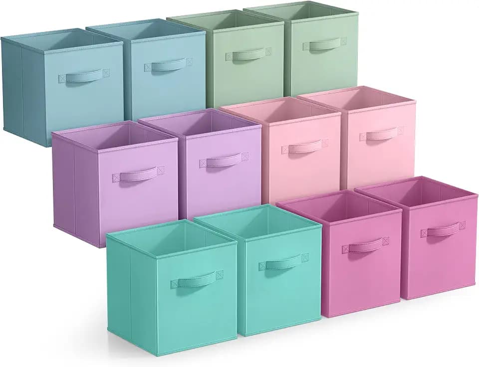 Sorbus Fabric Storage Cubes, 12 Pack (13 Inch, Multi Pastels 2)