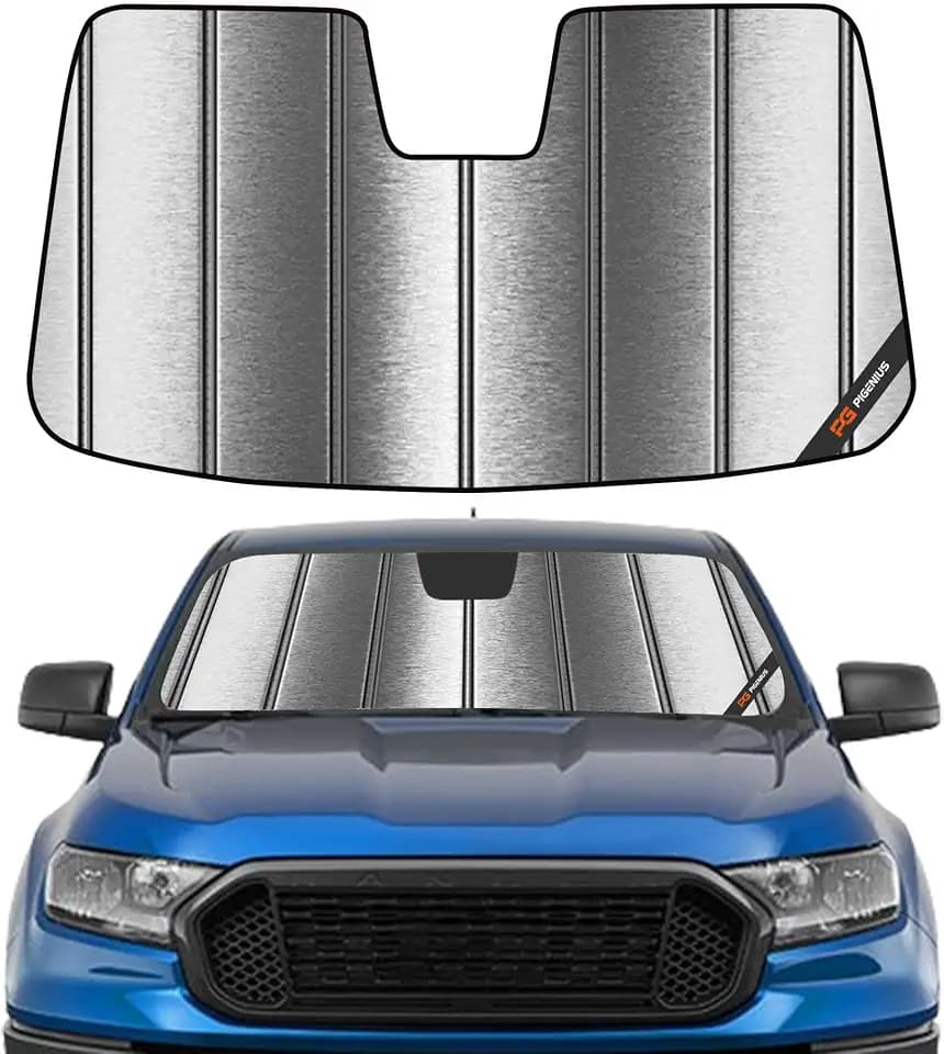 Pigenius Windshield Sunshade for Ford Ranger 2019-2023 Custom Front Window Sun Shade - Metallic