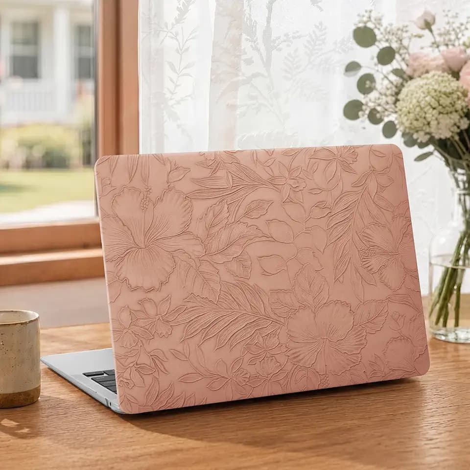 iCasso MacBook Air 13 inch Case M1 2020 A2337 Pink Embossed Floral