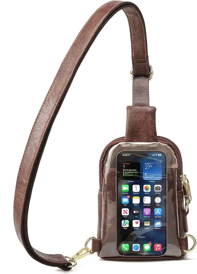 INICAT Touchscreen Crossbody Phone Purse, Small Sling Bag for Women,Brown