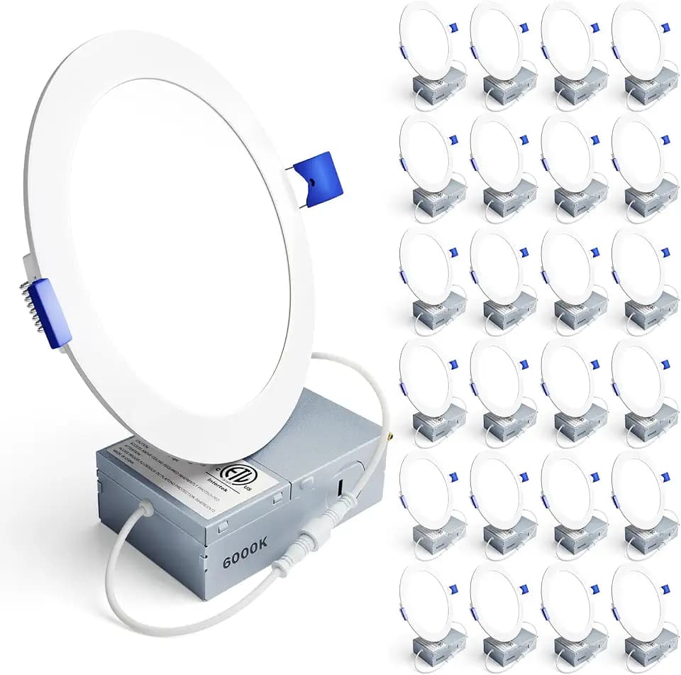 Ensenior 24 Pack 6 Inch LED Recessed Light, 6000K Dimmable Canless Wafer