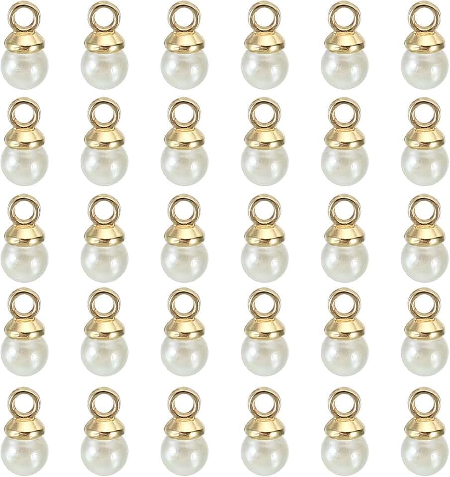 PATIKIL Pearl Charm, 100pcs Pearl Beads Faux Pearl Pendant Charm DIY for Jewelry Making Bracelets Earrings Necklace Crafts