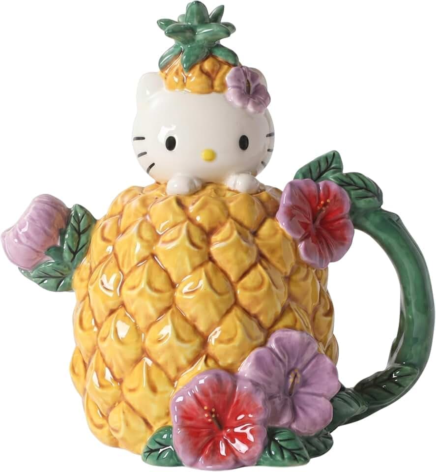 Blue Sky Clayworks Hello Kitty Pineapple Party Teapot, Home & Kitchen Accessories, Ceramic, 23709
