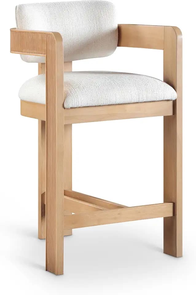 Meridian Furniture Sacha Linen Blend Counter Stool, Cream