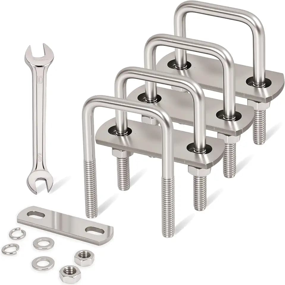 4 Pcs M6 Square U Bolts 1-1/4 Inch Wide, 1/4" x 1-1/4"W x 2-1/8"L